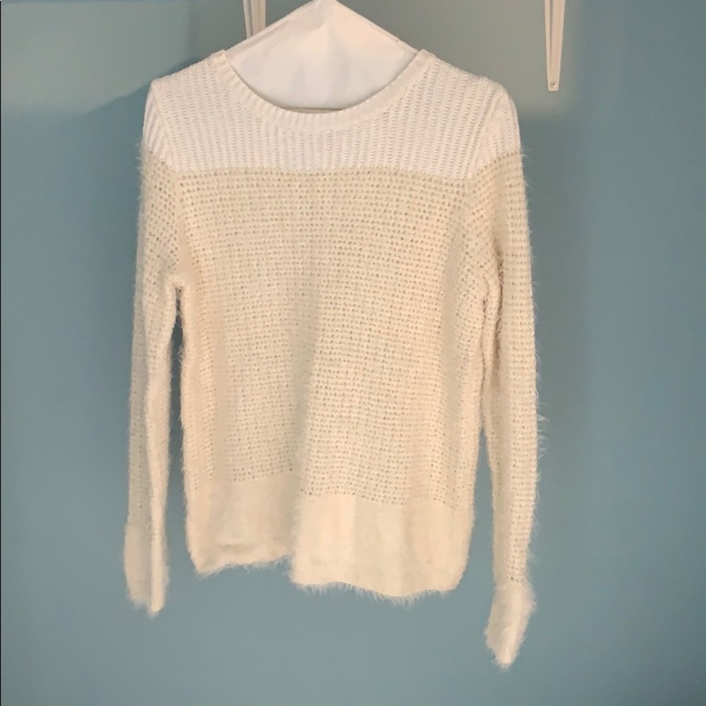 Super soft, fuzzy white sweater